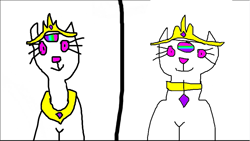 Size: 843x477 | Tagged: safe, princess celestia, cat, g4, 1000 hours in ms paint, catified, catlestia, collar, crown, necklace, slideshow, spots, transformation
