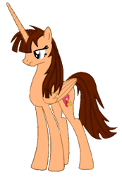 Size: 423x612 | Tagged: safe, oc, oc only, oc:pagie fausticorn, female, frown, heart, horn, mare, paige hogan, paintbrush, simple background, stars, transparent background, unamused, wings