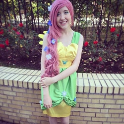Size: 1080x1080 | Tagged: safe, artist:nedlydeadly cosplay, fluttershy, human, g4, clothes, cosplay, costume, dress, gala dress, irl, irl human, kumoricon, photo, solo