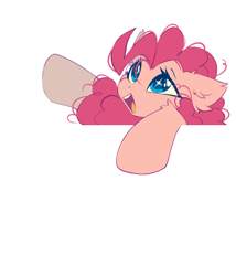 Size: 600x700 | Tagged: safe, artist:mirtash, pinkie pie, earth pony, pony, ear fluff, female, fluffy, mare, open mouth, open smile, simple background, smiling, solo, transparent background, white background