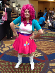 Size: 2121x2828 | Tagged: safe, artist:gamerspax, pinkie pie, princess celestia, dog, human, equestria girls, g4, babscon, babscon 2015, clothes, converse, cosplay, costume, high res, irl, irl human, photo, shoes