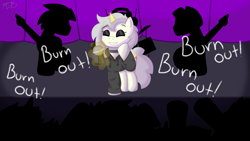Size: 3840x2160 | Tagged: safe, oc, oc only, oc:burn out, pony, unicorn, band, concert, female, high res