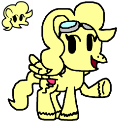 Size: 703x701 | Tagged: safe, artist:lojo98, surprise, pegasus, pony, g1, g4, adoraprise, balloon, crossover, cute, female, friday night funkin', funkin' is magic, g1 to g4, generation leap, goggles, mare, simple background, smiling, solo, spread wings, transparent background, unshorn fetlocks, wings