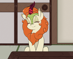 Size: 1400x1134 | Tagged: safe, artist:ravenirik, autumn blaze, kirin, g4, eyes closed, happy, open mouth, open smile, smiling, solo