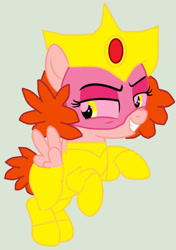 Size: 750x1065 | Tagged: safe, artist:elementbases, artist:twidashfan1234, pegasus, pony, armor, base used, crossover, female, filly, foal, jewelry, ponified, princess morbucks, smiling, the powerpuff girls, tiara