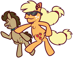 Size: 4800x3824 | Tagged: safe, artist:threetwotwo32232, applejack, doctor whooves, time turner, earth pony, pony, g4, butt, female, lev punch edit, male, mare, meme, plot, punch, simple background, stallion, the last of us, transparent background