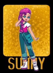 Size: 1056x1456 | Tagged: safe, artist:azuventum, sunny starscout, human, equestria girls, g4, g5, equestria girls-ified, female, g5 to equestria girls, g5 to g4, generation leap, human coloration, outline, solo, white outline