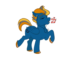 Size: 601x499 | Tagged: safe, artist:epicvon, oc, oc only, pegasus, pony, earbuds, music notes, simple background, singing, solo, white background