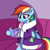 Size: 2000x2000 | Tagged: safe, artist:artevi, rainbow dash, pegasus, pony, g4, atg 2022, bathrobe, clothes, cute, dashabetes, folded wings, high res, meme, newbie artist training grounds, reading, robe, solo, stonks, wings