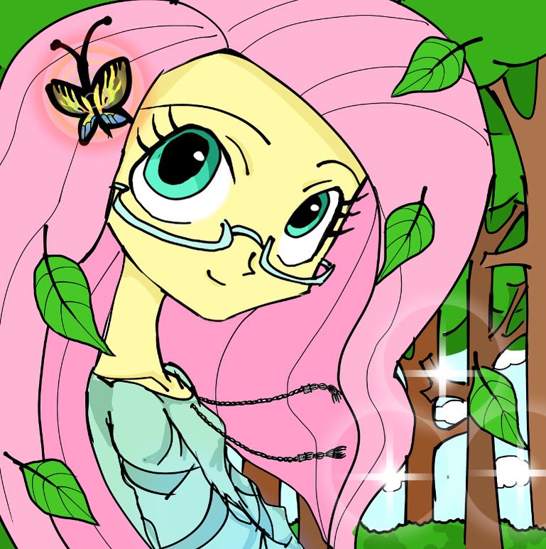 #2918148 - safe, artist:ponysprinkles, fluttershy, butterfly, human ...