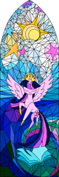 Size: 540x1600 | Tagged: safe, artist:darkdabula, twilight sparkle, alicorn, pony, g4, simple background, solo, stained glass, transparent background, twilight sparkle (alicorn)