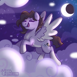 Size: 1280x1280 | Tagged: safe, artist:seasemissary, oc, pegasus, pony, cloud, female, mare, moon, solo