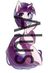 Size: 1000x1500 | Tagged: safe, artist:alus, twilight sparkle, pony, unicorn, g4, butt, obtrusive watermark, plot, simple background, solo, unicorn twilight, watermark, white background