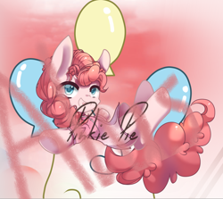 Size: 890x793 | Tagged: safe, artist:alus, pinkie pie, earth pony, pony, g4, balloon, clothes, open mouth, open smile, smiling, solo