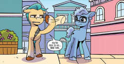 Size: 896x461 | Tagged: safe, idw, hitch trailblazer, earth pony, pony, g5, my little pony: a new generation, spoiler:comic, spoiler:g5comic, spoiler:g5comic03, background pony, duo, glasses, male, stallion