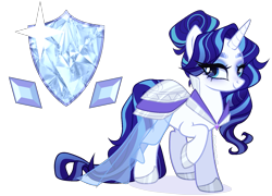 Size: 1717x1233 | Tagged: safe, artist:gihhbloonde, oc, pony, unicorn, base used, blue eyes, clothes, collar, dress, eyeshadow, female, gradient mane, gradient tail, hair bun, hoof shoes, horn, makeup, mare, offspring, parent:rarity, parent:shining armor, parents:rariarmor, raised hoof, see-through, simple background, skirt, smiling, solo, standing, tail, transparent background, unicorn oc