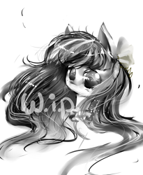 Size: 2700x3300 | Tagged: safe, artist:aquagalaxy, pony, bust, grayscale, high res, monochrome, portrait, solo, wip