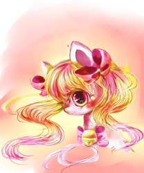 Size: 2500x3000 | Tagged: safe, artist:aquagalaxy, oc, oc only, pony, bell, bow, bust, cat bell, hair bow, high res, solo