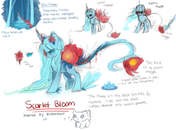 Size: 2700x2000 | Tagged: safe, artist:aquagalaxy, oc, oc only, oc:scarlet bloom, original species, pony, unicorn, flower, flower in hair, high res, reference sheet, sketch, solo