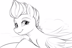 Size: 2500x1667 | Tagged: safe, artist:ask-colorsound, zipp storm, pegasus, pony, g5, female, mare, monochrome, sketch, smiling, solo