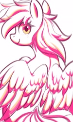 Size: 1229x2048 | Tagged: safe, artist:ask-colorsound, rainbow dash, pegasus, pony, g4, back, limited palette, sketch, smiling, solo