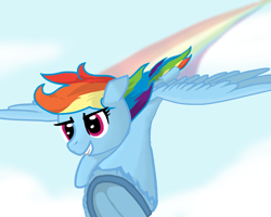 Size: 2000x1600 | Tagged: safe, artist:harleneap, rainbow dash, pegasus, pony, g4, flying, rainbow trail, solo