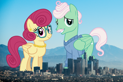 Size: 1920x1281 | Tagged: safe, artist:cheezedoodle96, artist:thegiantponyfan, edit, gentle breeze, posey shy, pegasus, pony, g4, california, clothes, female, giant pegasus, giant pony, giantess, glasses, highrise ponies, irl, jewelry, los angeles, macro, male, mare, mega giant, necklace, pearl necklace, photo, ponies in real life, ship:shys, shipping, stallion, story included, straight, sweater
