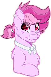 Size: 666x1008 | Tagged: safe, artist:missbramblemele, oc, oc:higher love, pegasus, pony, g4, ear piercing, earring, freckles, girly, jewelry, male, necklace, piercing, ponytail, red eyes, simple background, solo, sparkly eyes, stallion, transparent background, wingding eyes