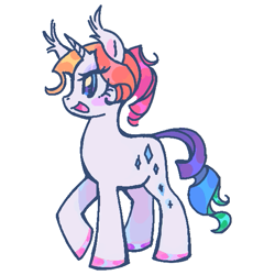 Size: 571x571 | Tagged: safe, artist:queenrosedust, rarity, pony, unicorn, g4, alternate design, alternate hairstyle, female, mare, multicolored hair, rainbow hair, redesign, simple background, solo, white background