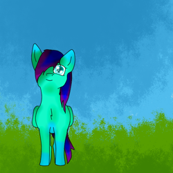 Size: 512x512 | Tagged: safe, artist:kat-the-true-kitkat, oc, oc only, pegasus, pony, hair over one eye, pegasus oc, smiling, solo, wings