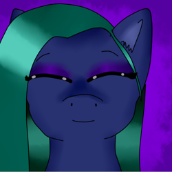 Size: 514x512 | Tagged: safe, artist:kat-the-true-kitkat, oc, oc only, earth pony, pony, bust, earth pony oc, eyes closed, smiling