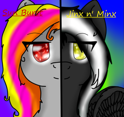 Size: 543x514 | Tagged: safe, artist:kat-the-true-kitkat, oc, oc only, earth pony, pegasus, pony, bust, earth pony oc, pegasus oc, smiling, solo, split screen, wings