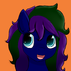 Size: 2000x2000 | Tagged: safe, artist:quickcast, oc, oc only, earth pony, pony, female, mare, orange background, simple background, smiling, solo