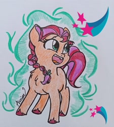 Size: 2625x2914 | Tagged: safe, artist:c.a.m.e.l.l.i.a, sunny starscout, earth pony, pony, g5, my little pony: a new generation, high res, smiling, solo, traditional art