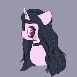 Size: 2048x2048 | Tagged: safe, artist:limitmj, izzy moonbow, pony, unicorn, g5, choker, ear piercing, earring, goth, goth izzy, high res, jewelry, piercing, simple background, solo