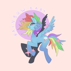 Size: 850x850 | Tagged: safe, artist:cutesykill, rainbow dash, pegasus, pony, g4, circle background, female, mare, open mouth, profile, simple background, solo, sparkles, spread wings, wings