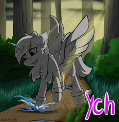 Size: 1500x1541 | Tagged: safe, artist:yuris, oc, oc only, pony, auction, auction open, cute, forest, smiling, solo, ych sketch