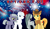 Size: 2064x1204 | Tagged: safe, artist:destroyerpony, artist:floppychiptunes, artist:kuren247, artist:slb94, braeburn, double diamond, limestone pie, marble pie, earth pony, pony, g4, 2022, 4th of july, couples, double date, female, holiday, limediamond, lyrics in the description, male, mare, ship:braeble, shipping, smiling, song reference, stallion, straight, when she smiles, youtube link in the description