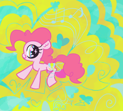 Size: 2100x1900 | Tagged: safe, artist:duckchip, pinkie pie, earth pony, pony, g4, abstract background, anime eyes, heart, love, psychedelic, shooting star, solo, stars, texture