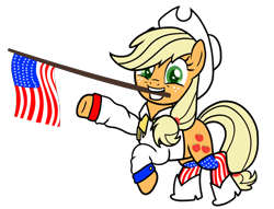 Size: 1324x1009 | Tagged: safe, artist:icicle-niceicle-1517, artist:katnekobase, artist:rose-blade, color edit, edit, applejack, earth pony, pony, g4, 4th of july, american flag, amerijack, base used, boots, clothes, collaboration, colored, cowboy boots, cowboy hat, cute, female, flag, freckles, grin, hat, holiday, jackabetes, mare, mouth hold, raised hoof, raised leg, shirt, shoes, simple background, smiling, socks, solo, stockings, striped socks, thigh highs, transparent background, united states