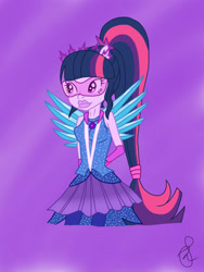 Size: 768x1024 | Tagged: safe, artist:ilaria122, sci-twi, twilight sparkle, human, equestria girls, g4, my little pony equestria girls: legend of everfree, crystal guardian, crystal wings, lips, solo, wings