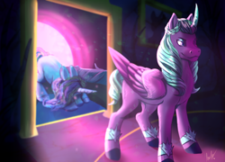 Size: 2124x1527 | Tagged: safe, artist:arky2000, misty brightdawn, opaline arcana, alicorn, pony, unicorn, g5, my little pony: make your mark, spoiler:g5, bowing, duo, female, mare