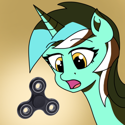 Size: 2000x2000 | Tagged: safe, artist:artevi, lyra heartstrings, pony, unicorn, discovery, fidget spinner, newbie artist training grounds, open mouth, solo