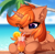 Size: 2342x2272 | Tagged: safe, alternate character, alternate version, artist:airiniblock, oc, oc only, alicorn, pony, alcohol, alicorn oc, chest fluff, cocktail, commission, drink, ear fluff, eye clipping through hair, female, food, heterochromia, high res, horn, icon, ocean, orange, palm tree, solo, tree, water, wings, ych result