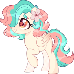 Size: 3119x3149 | Tagged: safe, artist:kurosawakuro, oc, pegasus, pony, base used, female, flower, flower in hair, high res, mare, simple background, solo, transparent background