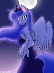 Size: 1440x1920 | Tagged: safe, artist:sforcetheartist, princess luna, alicorn, anthro, g4, breasts, female, rear view, sideboob, solo