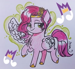 Size: 3116x2846 | Tagged: safe, artist:c.a.m.e.l.l.i.a, pipp petals, pegasus, pony, g5, my little pony: a new generation, cutie mark, female, high res, jewelry, mare, solo, tiara, traditional art
