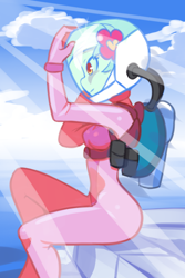 Size: 1280x1920 | Tagged: safe, artist:drantyno, lyra heartstrings, human, equestria girls, g4, cloud, female, ocean, scuba gear, sitting, sky, solo, water, wetsuit