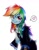Size: 2100x2712 | Tagged: safe, artist:liaaqila, rainbow dash, human, equestria girls, g4, clothes, cute, dashabetes, eye clipping through hair, female, heart, high res, looking at you, pictogram, robe, scarf, simple background, smiling, smiling at you, solo, speech bubble, traditional art, watercolor painting, white background