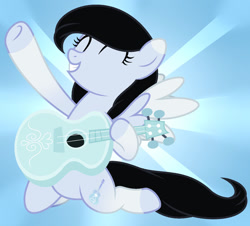 Size: 1280x1159 | Tagged: safe, artist:cindystarlight, oc, oc:lucy ghost, pegasus, pony, g4, honest apple, base used, female, guitar, mare, musical instrument, solo